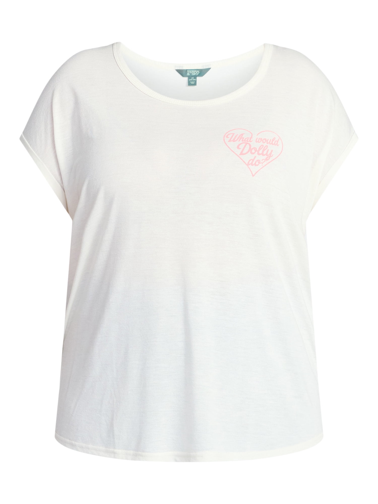 Terra & Sky Women's Plus Size Dolly Parton Graphic Tee with Short Sleeves, Sizes 0X-5X