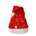 thumbnail image 2 of Single-Layer Red Velvet Christmas Hat with Foil Snowflake Print, Xmas Decorations, Holiday Party Wear Costume Accessory for Adults & Family, 2 of 8
