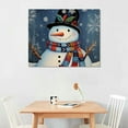thumbnail image 3 of Nawypu Christmas Snowman Blue Wall Art for Living Room, Canvas Framed Wall Art Printed Modern Wall Painting for Bedroom Kitchen Office Holiday Decor Ready to Hang Watercolor Snowflakes Winter, 3 of 5