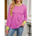 thumbnail image 5 of Womens Tunic Tops Long Sleeve Striped Shirts Crewneck Tops Pink XL, 5 of 7