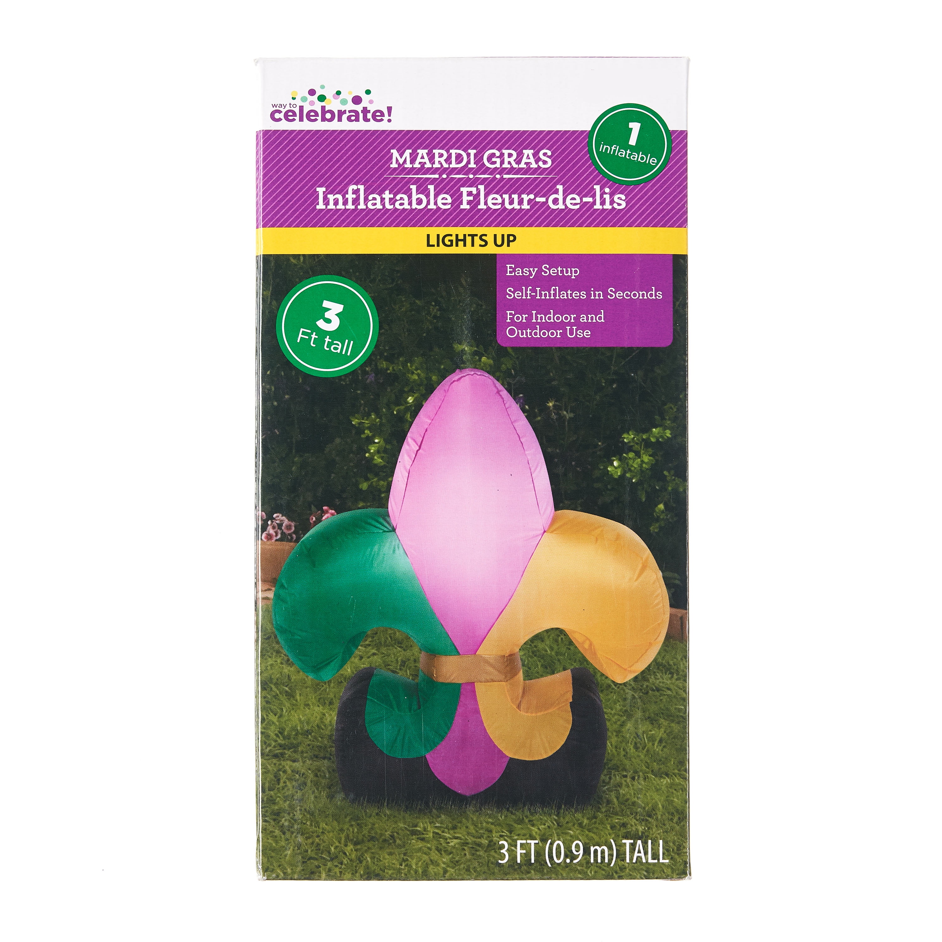 Way To Celebrate Mardi Gras Inflatable Fleur De Lis 3 Purple