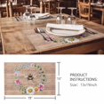 thumbnail image 3 of Placemats 1 Pack, Spring Daisy Woven Placemat, Linen Place Mats for Kitchen/Dining Tables, Pink Flowers Wreath Leaves Farmhouse Brown Washable Table Mats for Party, 3 of 8