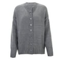 thumbnail image 2 of Ediodpoh Knit Sweater Coat Casual Long Cardigan Open Front Fall Winter Fashion Outerwear Soft Warm Comfortable Cardigan Sweaters for Women Grey, 2 of 8