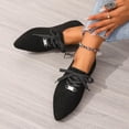 thumbnail image 4 of Aobny Business Casual Shoes Woman Shoes Wingtips Flat Shoes Micro-Wedge Teacher Shoes Shoes Black Arch Support Pointy Toe Lace-Up Summer Shoes for Women,Size 41, 4 of 9