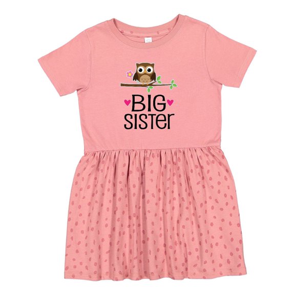 Inktastic Big Sister Announcement Owl Girls Toddler Dress