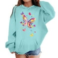 thumbnail image 2 of Big Girls Hoodies Sweatshirts Print Casual Pullover Kids Soft Outerwear Fall Winter Daily Wear Clothes Sky Blue Size 12-13T, 2 of 4