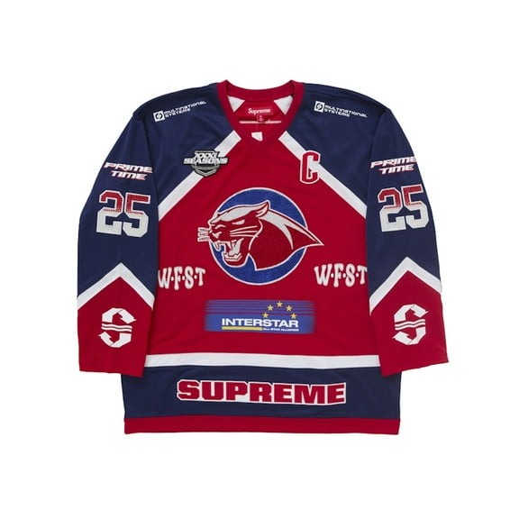 Supreme Men's Rhinestone Hockey Jersey Red, from StockX