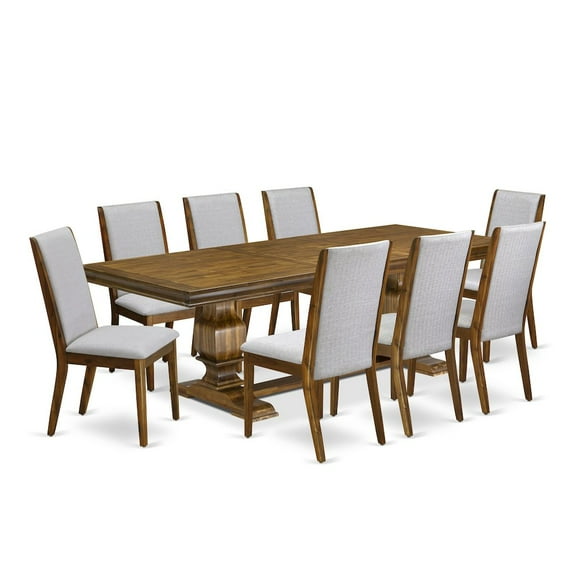 Luxe by East West Furniture 9 Pieces Dining table set of a Rectangular Dining Table and 8 Dining Chairs