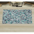 thumbnail image 1 of Ethnic Decorative Rug, Retro Mosaic Creative Pattern Square Rhythm Abstract Art Print Design, Quality Carpet for Bedroom Dorm and Living Room, 6 Sizes, Purpleblue Seafoam, by Ambesonne, 1 of 1