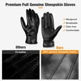 thumbnail image 6 of Rosaver Mens Winter Warm Leather Gloves with Wool Lining, Classic Dress Casual Touchscreen Gloves for Driving Riding, Thermal Gifts for Dad or Husband, Black - XXL, 6 of 7