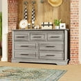 thumbnail image 3 of Holliwill 7 Drawers Dresser for Bedroom, Farmhouse 54" Wide Dresser Wood Chest of Drawers for Living Room, Rustic Grey, 3 of 11