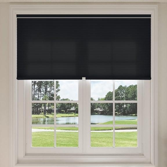 Keego Shades Cordless Cellular Blinds Double Single Cell Light Filtering Window Blinds Premium Honeycomb Shades Thermal Insulated Blinds (Black-Light Filtering, 26"W x 78"H)