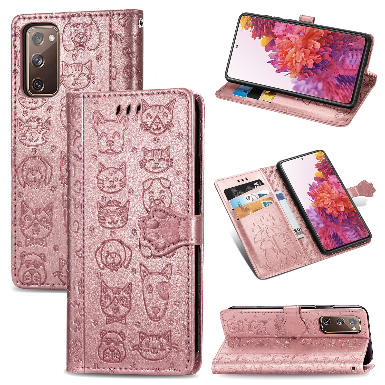 for Samsung Galaxy S20 FE 5G/S20 FE/S20 Lite Handmade 3D Bling Diamond Butterfly Flowers PU Leather Stand Flip Folio Phone Cover With Stylus Pen Hand Strap Galaxy S20 FE Wallet Case Card Holder Screen Protector Grey 