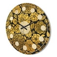 thumbnail image 3 of Designart 'Golden Floral Retro II' Mid-Century Modern Wood Wall Clock, 3 of 5