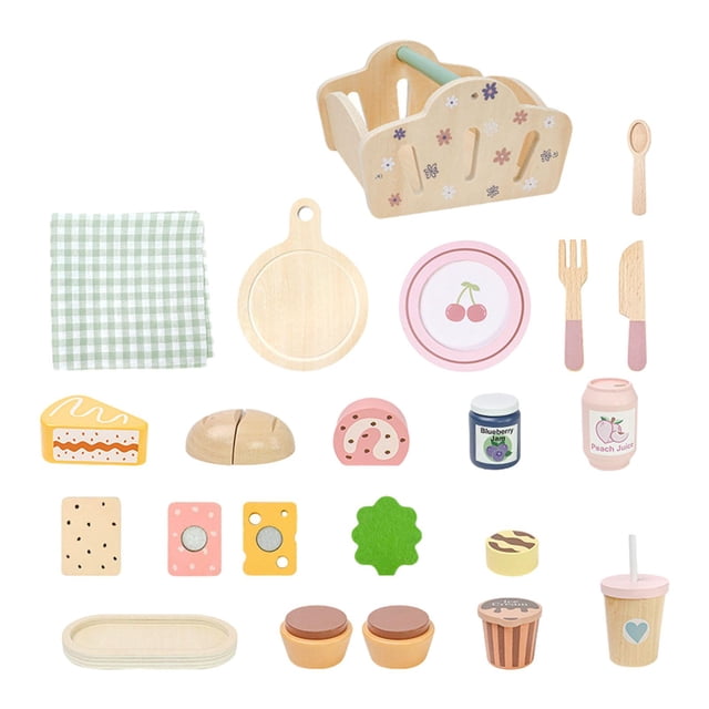 Juguete de cesta de picnic, regalo de cumpleaños, juguete de pastel de postre, accesorio de simulación, juguete educativo, juego de comida para