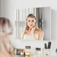 thumbnail image 6 of Lighted Medicine Cabinet with Mirror for Bathroom, Wall Mounted Aluminum Mirror Cabinet with Adjustable Storage Shelves for Home,White,27.6"x23.62", 6 of 8