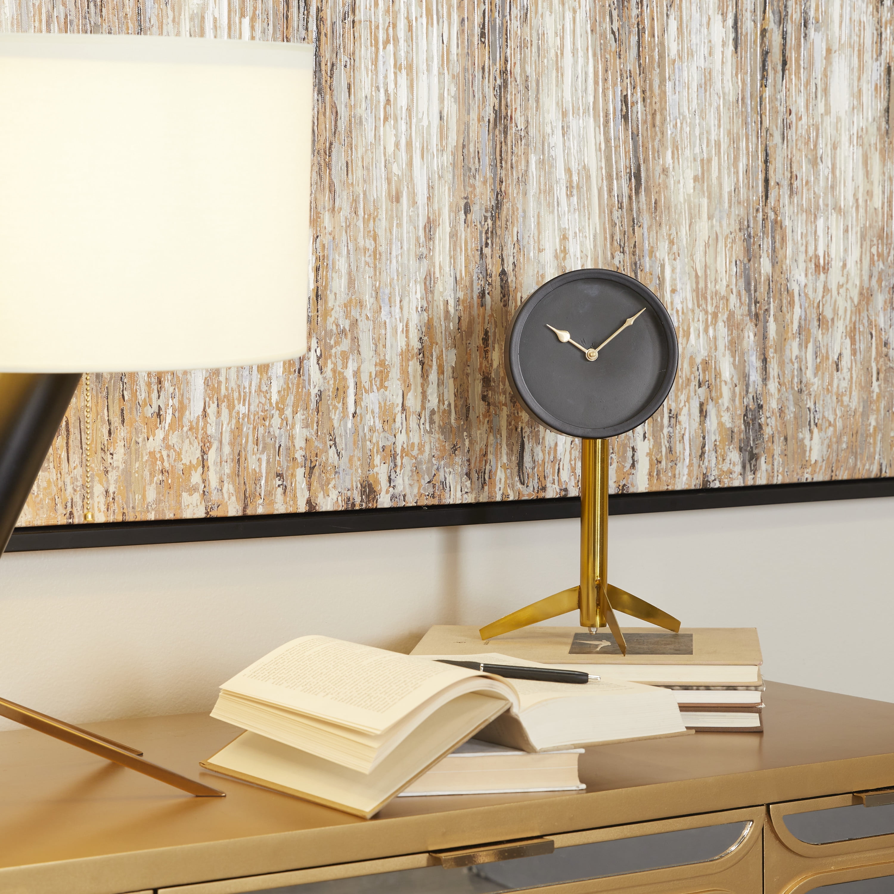 DecMode Stainless Steel Modern Table Clock with Round Face and Circular ...