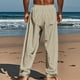 thumbnail image 4 of Pantalones largos para hombre, informales, de playa, de lino, de color liso, holgados, con cordón ajustable y bolsillos con botones, de poliéster., 4 of 9
