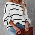 thumbnail image 4 of Camisa de rayas, blusa para mujer, jersey con mangas abullonadas, jersey con hombros descubiertos, experiencia incomparable, 4 of 6