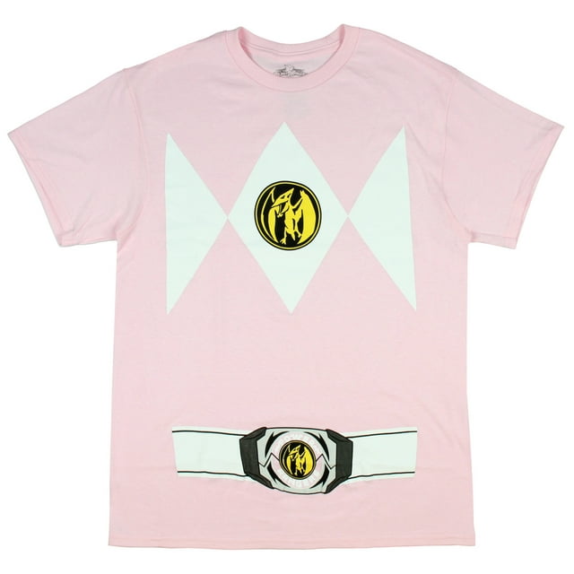 Power Rangers Costume pour Hommes T-Shirt à Manches Courtes Rose (Moyen)