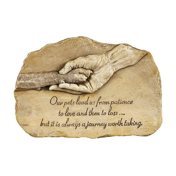Evergreen Garden Dog Paw in Hand Devotion Painted Polystone Stepping Stone - 12â€W x 0.5â€D x 7.5â€H…