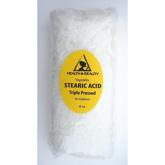 Stearic Acid Vegetable Triple Pressed Cosmetic Grade Pastilles Beards 100% Pure by H&B Oils Center (8 oz) 8 Ounce (Pack of 1)