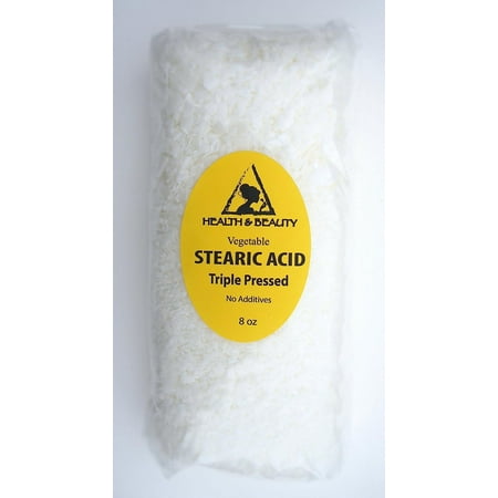 Stearic Acid Vegetable Triple Pressed Cosmetic Grade Pastilles Beards 100% Pure by H&B Oils Center (8 oz) 8 Ounce (Pack of 1)