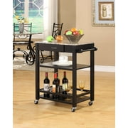 Kings Brand Furniture Kitchen Serving Cart, Faux Marble Top, Black/Brown