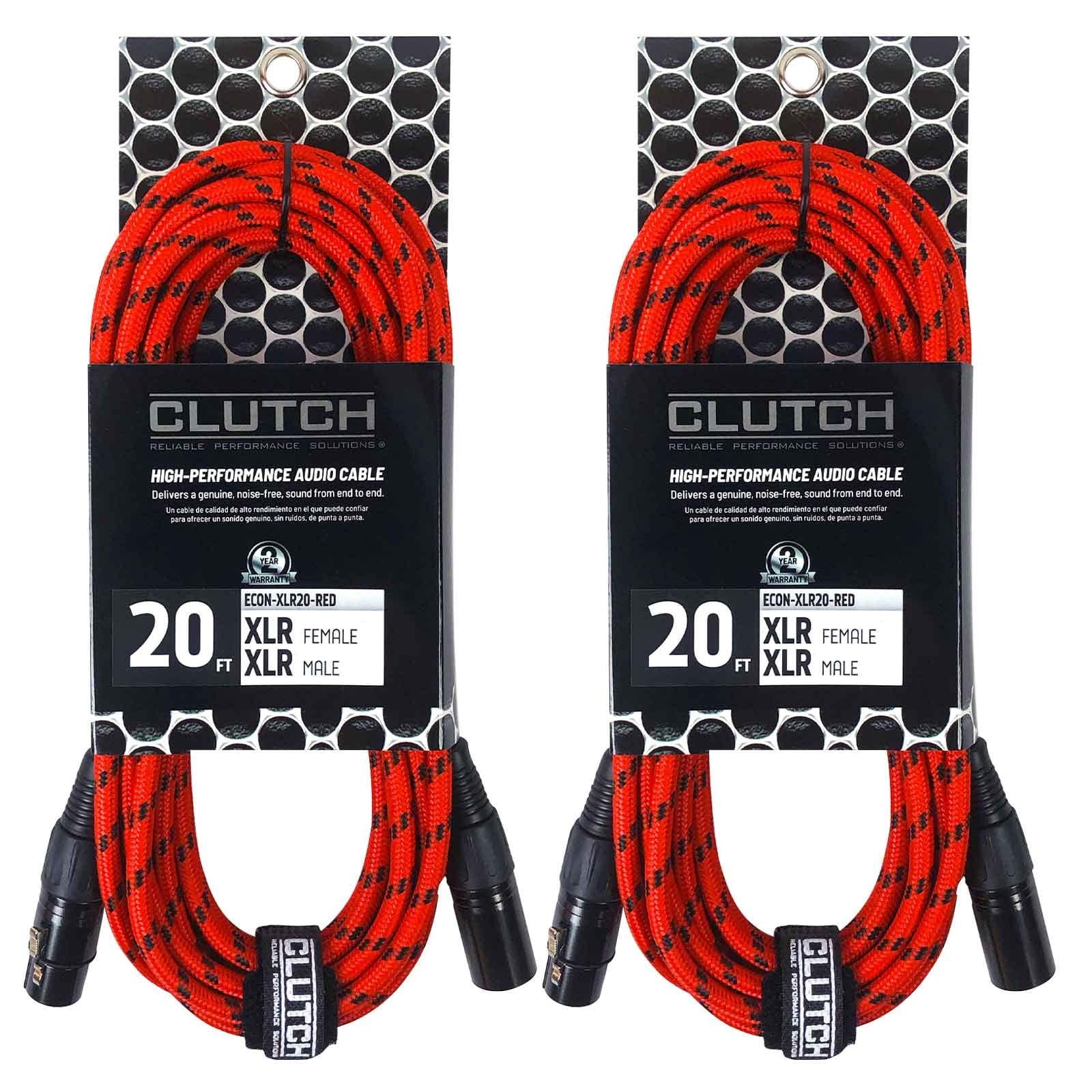 Clutch 20' Red Braided SureFit XLR Female to XLR Male Microphone