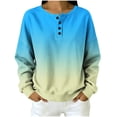 thumbnail image 3 of Zysthvn Womens Fall Sweatshirts Henley Pullover Casual Winter Gradient Crewneck Sweatshirts for Women Button Long Sleeve Tops, 3 of 8