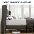 thumbnail image 3 of Allewie King Size Upholstered Platform Bed Frame with Fabric Wingback Button Tufted Headboard, Light Grey, 3 of 8