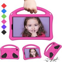 SaniMore Kiddie Series Case for Samsung Galaxy Tab A7 Lite 8.7" 2021 Model T220/T225 Cover with Screen Protector, Shockproof Lightweight Handle Stand Kids Friendly Protective Cases, Rose