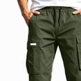 thumbnail image 5 of CQONEPT Mens Capri Cargo Pants Elastic Waist Drawstring Pant Stretch Straight Fit Trousers with Multi Pockets Army Green XL, 5 of 5