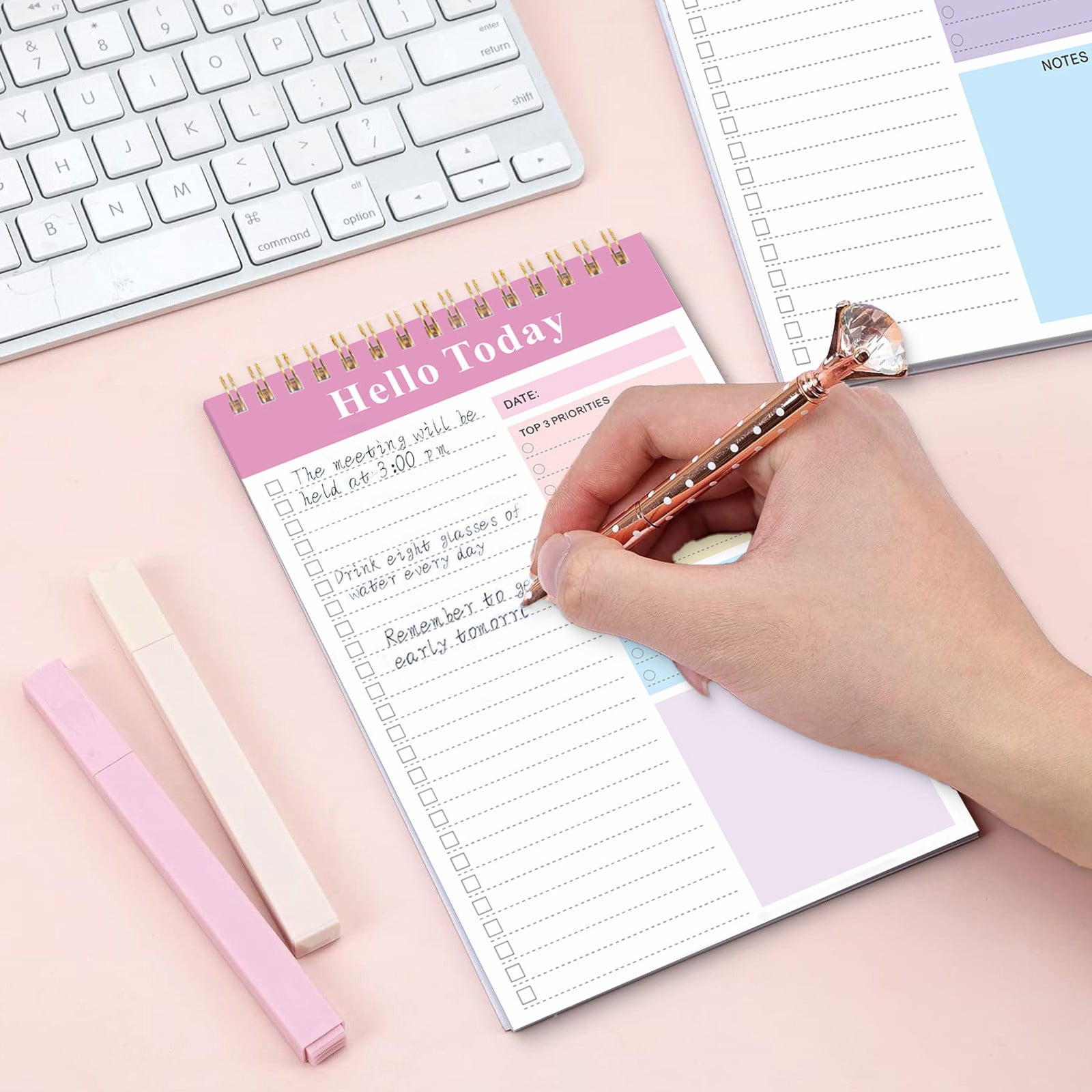 3PC A5 Spiral Daily Planner and Portable Notebook for Goal Tracking, High-Aesthetic Weekly Schedule Notepad for Office Business and Academic Productivity Stationery Supplies