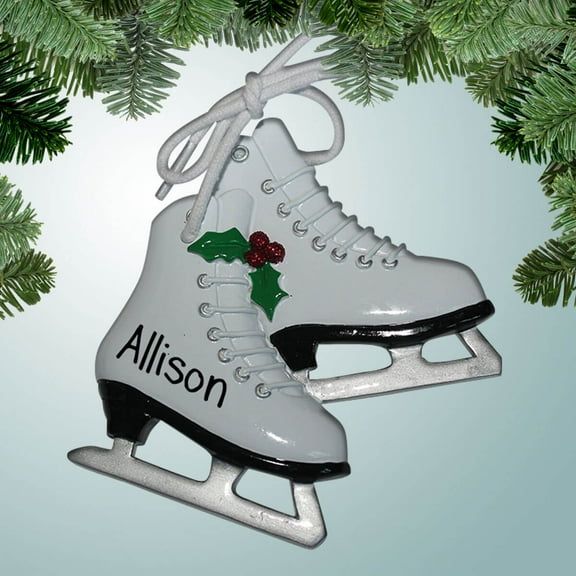 Personalized Ice Skates - White - Christmas Ornament- Figure Skating - Skater - Great Gift Ideas