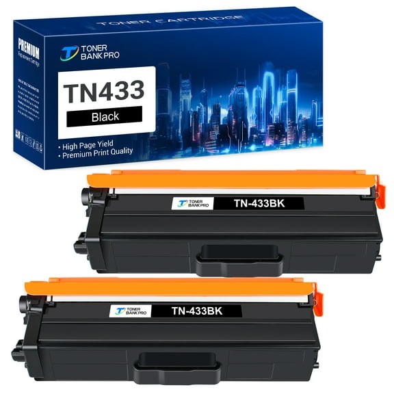 TN433 Compatible Toner Cartridge Replacement for Brother TN 433 TN-433BK High Yield (Black, 2-Pack)