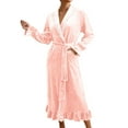 thumbnail image 3 of Plus Size Robes for Women Fleece House Coat Oversized Kimono Women's Sleepwear Spa Womens Bathrobe Pink, 3 of 9