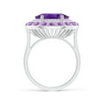 thumbnail image 2 of ANGARA Natural Sideways Oval 4.3 ct Amethyst Double Halo Cocktail Ring in 14K White Gold for Women (Size-12x10mm) | February Birthstone, Anniversary, Jewelry Gift for Women | Natural Amethyst Ring, 2 of 8
