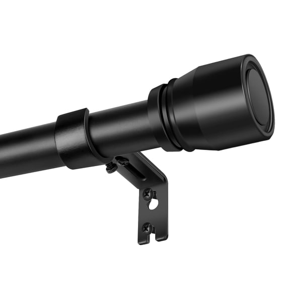 MIBOTE Curtain Rods 32-85 Inch,Adjustable Curtain Rod with Holders for Windows,Anti-Slip,Curtain Rods No Drilling,Modern Design,Black