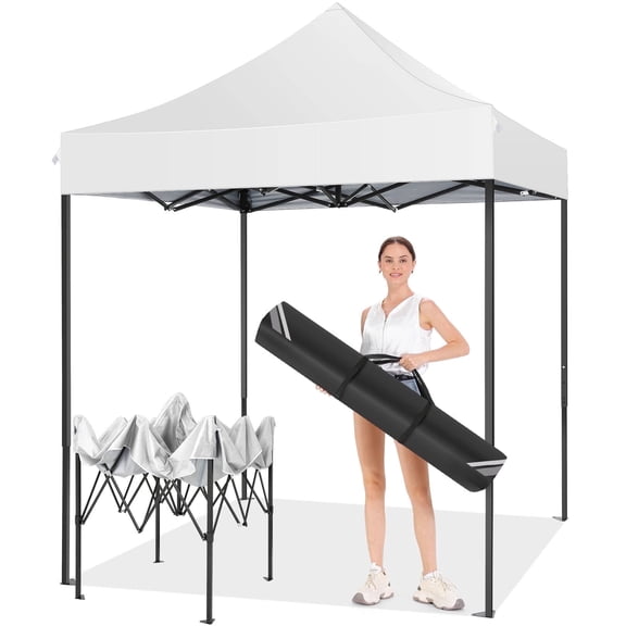 SANOPY 6x6 Ft Heavy Duty Canopy Tent,Pop up Commercial Tent, Outdoor Party Camping Tent,with Carry Bag,White