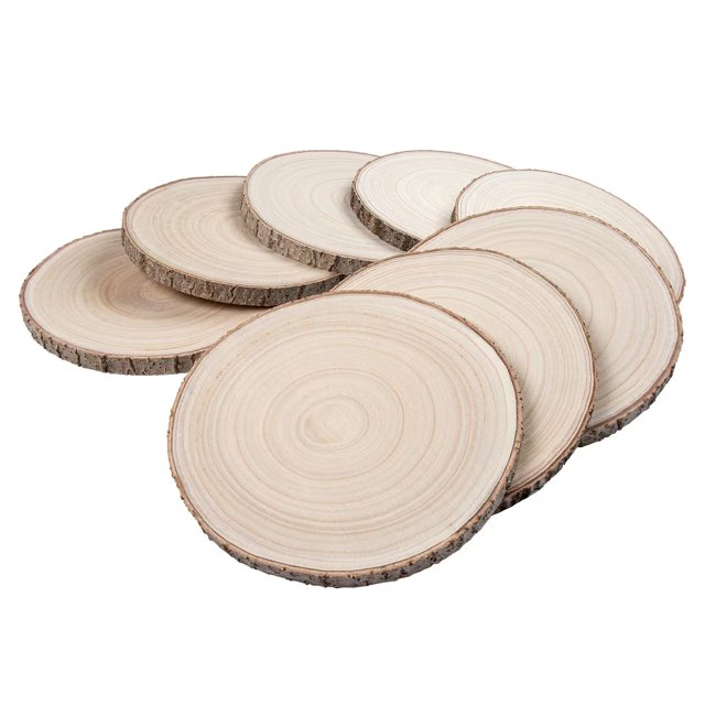 Wood Slices Maputune, 8 unidades, 30 a 33 cm, grandes, sin terminar, para bricolaje