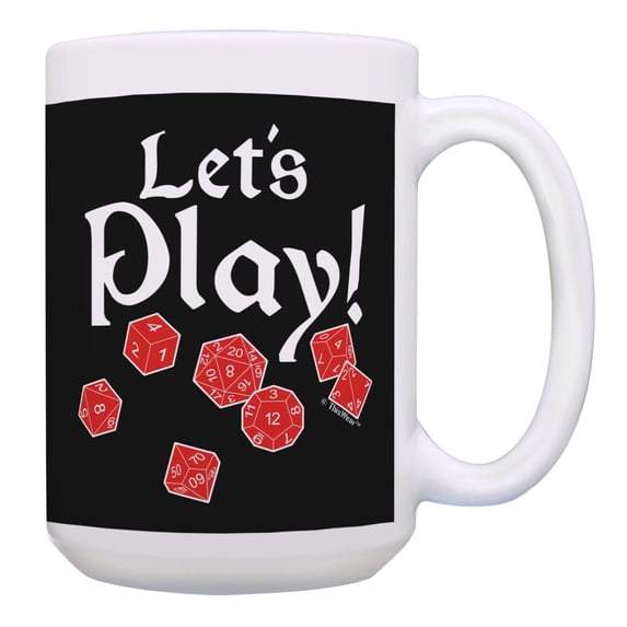 ThisWear Classic Gamer Crafty World Building Let's Play Board Game Dice 15oz Coffee Mug Black