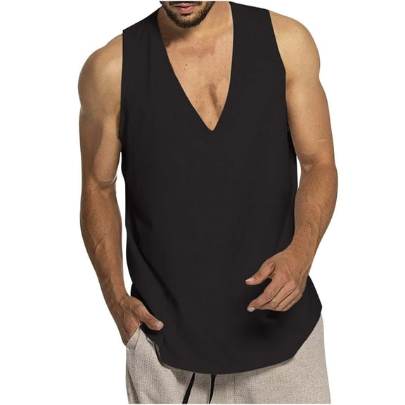 Men's Tank Tops Sleeveless V-Neck T-Shirt Summer Daily Basic Gym Workout Jogger Tanks Moisture Wicking Undershirts