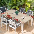 thumbnail image 2 of Rustic Crane Table Cloths for 3 Foot Rectangle Tables, Vintage Red Teal Spring Floral Botanical Patio Waterproof Elastic Fitted Tablecloths, Washable Rectangular Table Cover for Camping, 2 of 8