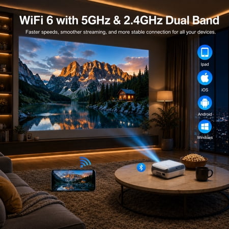 HAPPRUN Official Licensed Google TV Projector, 4K Smart Projector with WiFi & Bluetooth, Outdoor Movie Projector with Dolby Sound, Built-in Streaming Apps, Compatible with Game Consoles & Smartphones