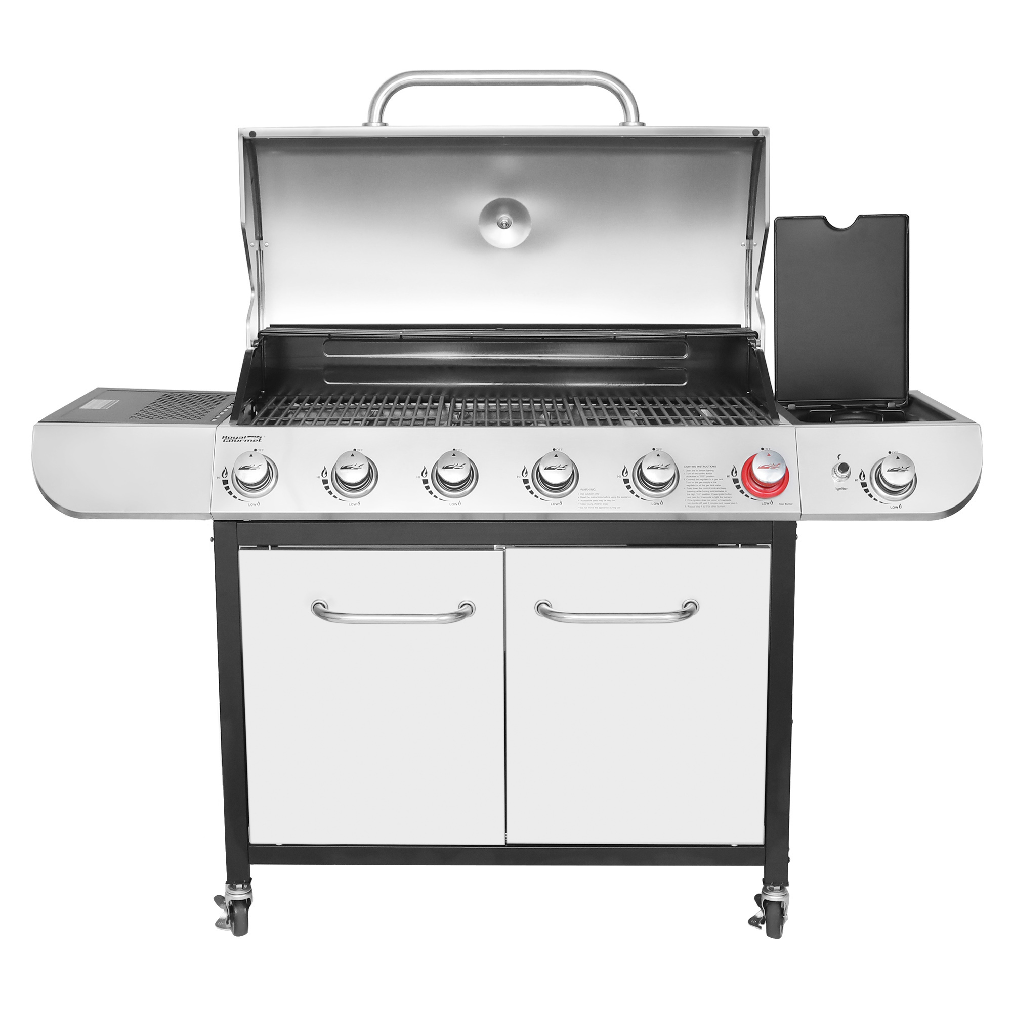 Royal Gourmet SG6002R 6-Burner BBQ Liquid Gas Grill with Sear and Side Burner, 71,000 BTU Cabinet Style Gas Grill, Outdoor Patio Garden Grill, Stainless Steel, Silver - image 3 of 8