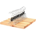 thumbnail image 1 of Paquete de 12 perchas de madera para pantalones, perchas para faldas, percheros para pantalones, soportes para pantalones, ganchos cromados antideslizantes, rotación de 360 grados, 30 cm Vhermosa LKX-1531, 1 of 4