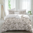 thumbnail image 2 of Farmhouse Brown Duvet Cover Set, Vintage Flower Leaf Botanical Plant Soft Duvet Cover Full Size Bedding Set 4 Pieces, 1 Quiltcover and 2 Pillowcases with Zipper, 1 Bed Sheet for All Seasons, 2 of 9