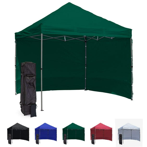 Green 10x10 Pop Up Canopy Tent With 2 Side Walls - Compact ...