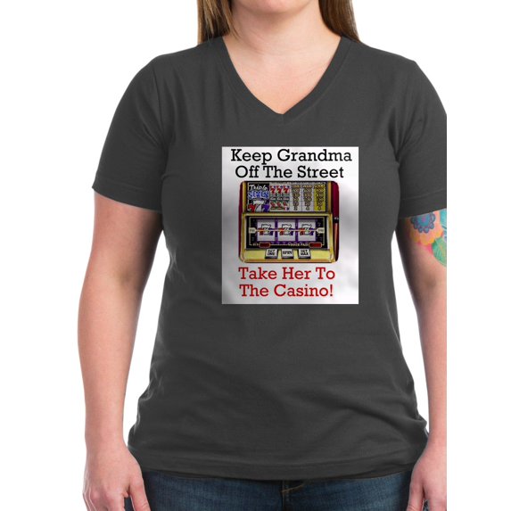 CafePress - 3 Gmacasino T Shirt - Women's V-Neck Dark T-Shirt